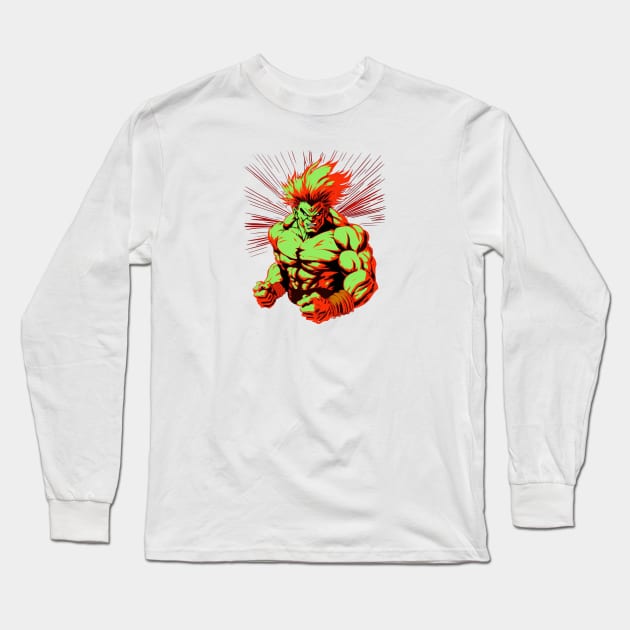 Blanka Street Fighter Design - Original Artwork Long Sleeve T-Shirt by Labidabop